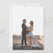 Classic Sage Green Photo Script QR Code Wedding Kaart (Achterkant)
