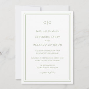 Classic Sage Green QR Code Elegante bruiloft Kaart