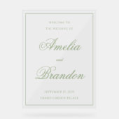 Classic Sage Green Script & Border Wedding Welcome (Recto)