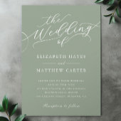 Classic Sage Green Script Wedding Kaart