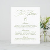 Classic Sage Green & White Bow Menu Mariage (Debout devant)