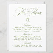 Classic Sage Green & White Bow Menu Mariage (Devant)
