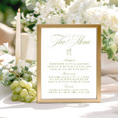 Classic Sage Green & White Bow Menu Mariage