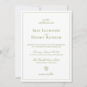 Classic  Sage Green & White Wedding Kaart (Voorkant)