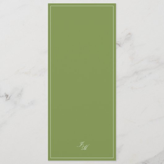 Classic Sage Vert & Bleu Mariage rayé Menu (Dos)