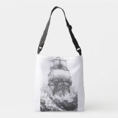 Classic Sailboat Sketch Nautical Tote Bag (Dos)