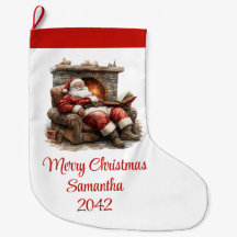Classic Santa Claus Modern Cozy Christmas Stocking