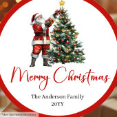 Classic Santa Claus Watercolor Christmas Label