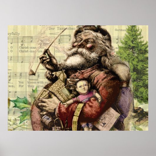 Classic Santa Illustration Poster (Voorkant)