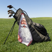 Classic Santa met cadeau & ornamenten Golfhanddoek (Groen)