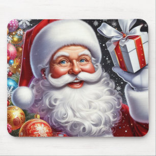 Classic Santa met cadeau & ornamenten Muismat