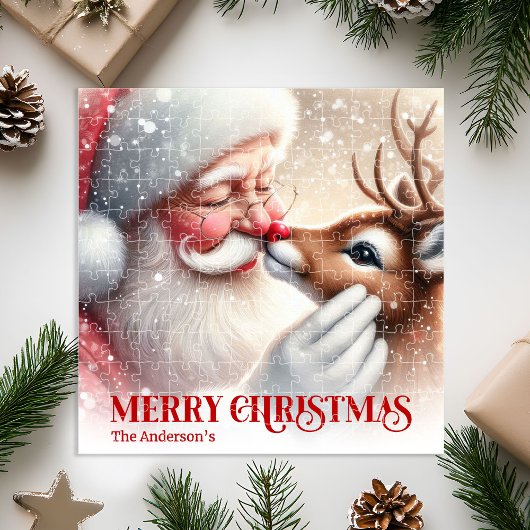 Classic Santa Rudolph Custom Christmas Puzzle Kids Legpuzzel