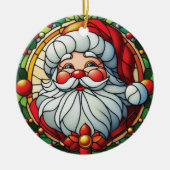 Classic Santa with Holly Wreath Keramisch Ornament (Voorkant)