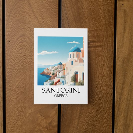 Classic Santorini Travel Artwork -  Grieks Briefkaart
