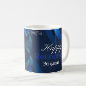 Classic Schattige Modern Blue&White Happy Retireme Koffiemok (Voorkant rechts)
