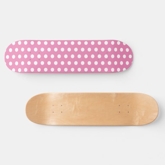 Classic Schattige Polka Dot Roze en Wit Skateboard (Horizontaal)