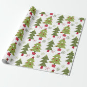 Classic Schattigee kerstbomen groen wit rood Cadeaupapier (Uitgerold)