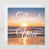 Classic Script Beach Sunset Foto Dank u kaart (Voorkant / Achterkant)