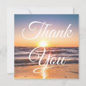 Classic Script Beach Sunset Foto Dank u kaart (Voorkant)