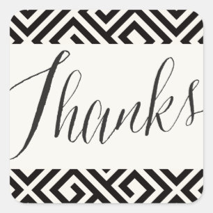 Classic Script Bedankt Geometrisch Grieks Sleutel  Vierkante Sticker