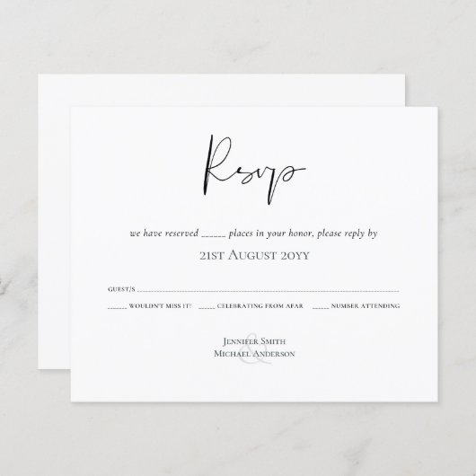 Classic Script Buddget Wedding RSVP (Voorkant / Achterkant)