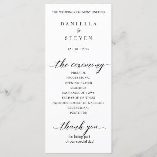 Classic Script Calligraphy Wedding Program Kaart