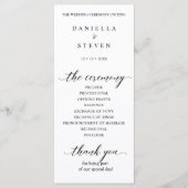 Classic Script Calligraphy Wedding Program Kaart (Voorkant)