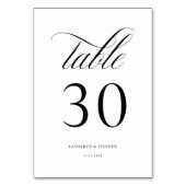 Classic Script élégant mariage Numéro de table 30 (Dos)