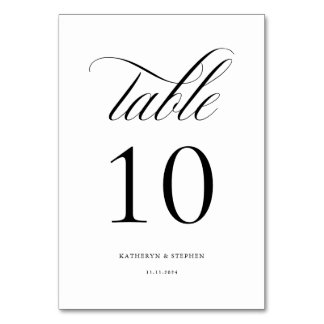 Classic Script Elegant Wedding Table Number 10 Kaart