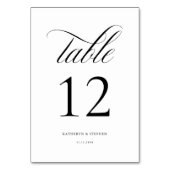 Classic Script Elegant Wedding Table Number 12 Kaart (Voorkant)