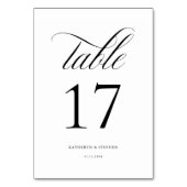 Classic Script Elegant Wedding Table Number 17 Kaart (Achterkant)