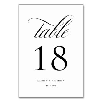 Classic Script Elegant Wedding Table Number 18 Kaart