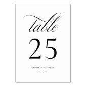 Classic Script Elegant Wedding Table Number 25 Kaart (Voorkant)