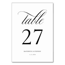 Classic Script Elegant Wedding Table Number 27 Kaart