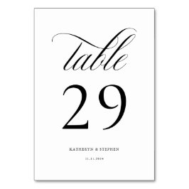 Classic Script Elegant Wedding Table Number 29 Kaart