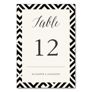 Classic Script Geometric Wedding Table Number Kaar Kaart