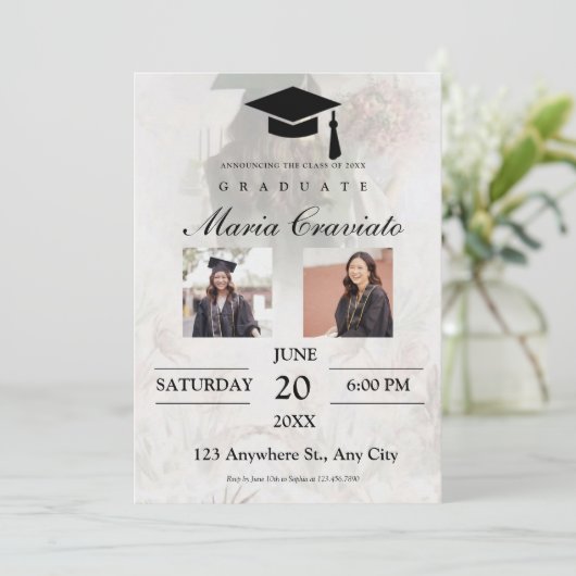 Classic Script Gold Photo Graduation Invitation (Debout devant)