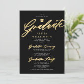 Classic script goud zwart foto afstuderen kaart (Staand voorkant)