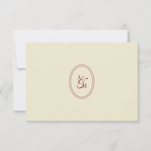 Classic Script Ivory Monogram Wedding QR Code RSVP Kaartje (Achterkant)
