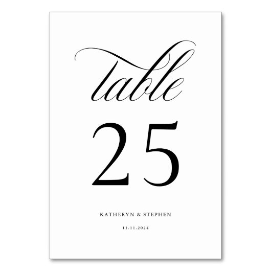 Classic Script Mariage élégant Numéro de table 25 (Par défaut)