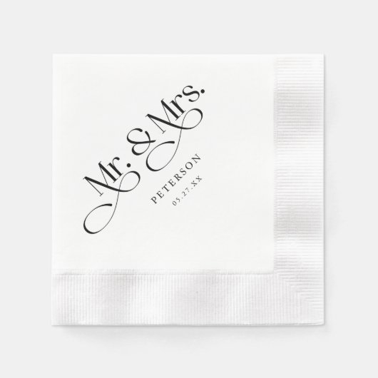 Classic Script Mr. en Mrs Wedding Servet (Voorkant)
