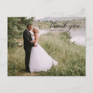 Classic Script Photo Wedding Dank u Briefkaart