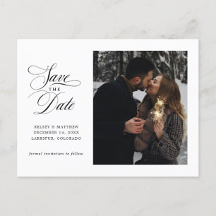 Classic Script Single Photo Save the Date Aankondigingskaart