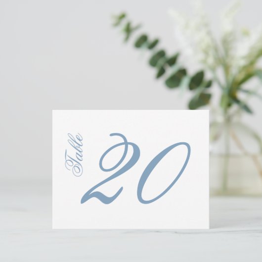 Classic Script Tabelnummers (blauw grijs / wit) Briefkaart (Staand voorkant)