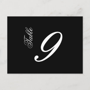 Classic Script Tabelnummers (wit / zwart) Briefkaart