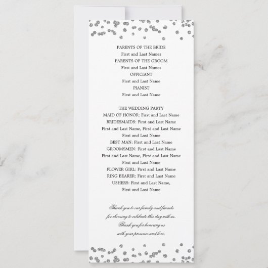 Classic Script Trouwprogramma Confetti Silver Kaart (Achterkant)