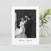Classic Script Wedding Photo Thank You Card Bedankkaart (Staand voorkant)