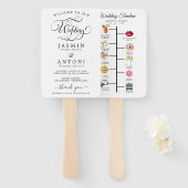 Classic Script Wedding Program and Timeline Handwaaier (Voorkant en achterkant)