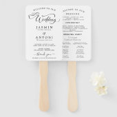 Classic Script Wedding Program and Timeline Handwaaier (Voorkant en achterkant)