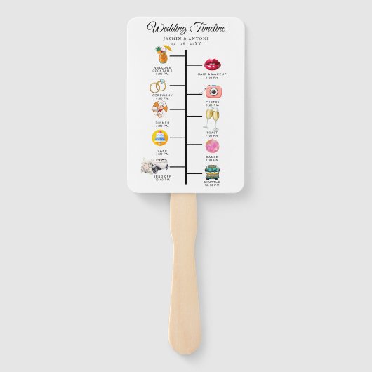 Classic Script Wedding Program en tijdlijn Handwaaier (Achterkant)